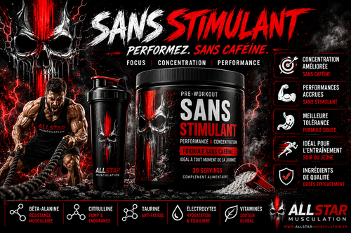 Pre workout Sans Stimulant AllStar Musculation sans caféine pour la concentration et les performances